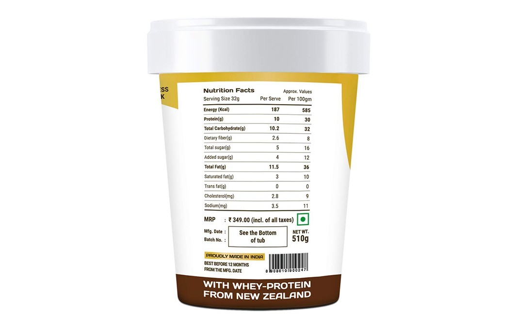 Pintola High Protein Peanut Butter Creamy Dark Chocolate   Jar  510 grams